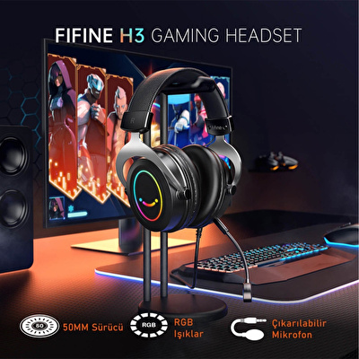 FIFINE H3 RGB Mikrofonlu Oyuncu Kulaklığı